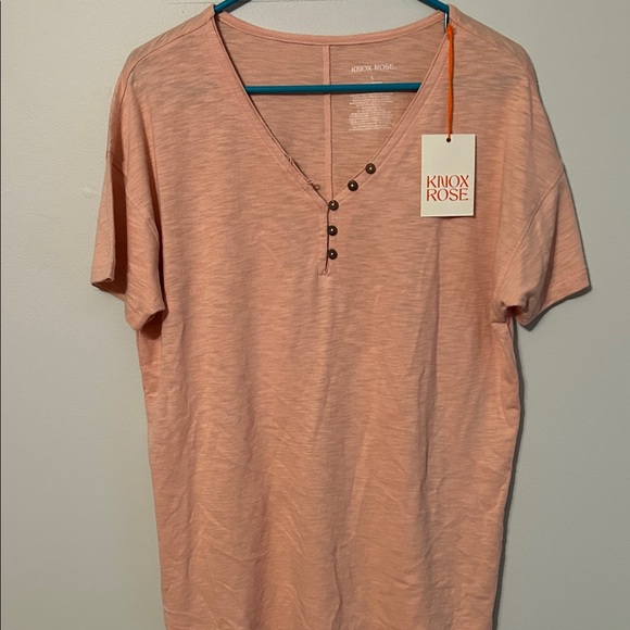 Knox Rose Women's Blush/peach Short Sleeve Top. Small. Cotton/modal. - Picture 5 of 6